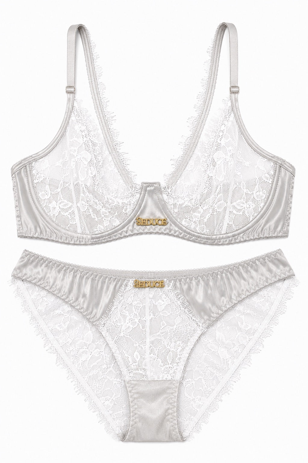 Dantella Gri të Bardhë SATIN Bra